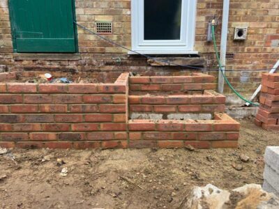 Chatham retaining brickwall indian sandstone patio 06 Tunbridge Wells