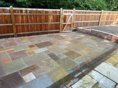 Retaining brickwall indian sandstone patio 02 Tunbridge Wells